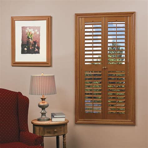 homeBASICS Plantation Faux Wood Oak Interior Shutter (Price Varies by Size)-QSPB3560 - The Home ...