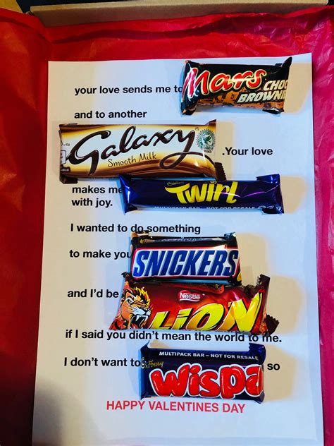 Personalised Valentines Chocolate Candy Bar Love Letter, Poetry Gift Card. Red Vinyl Text Includ ...