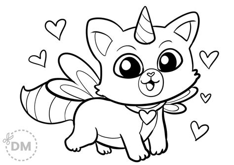 Cute Kitty Cat Unicorn Coloring Page | Unicorn coloring pages, Valentine coloring pages, Kitty ...