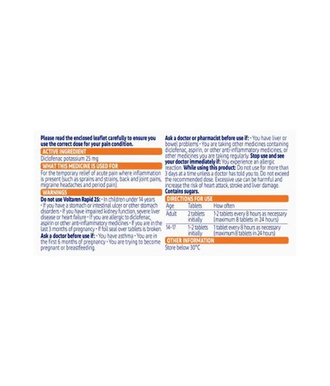 Voltaren Rapid 25mg Tablets 20 Tablets (Pharmacist Only) - ZOOM Pharmacy