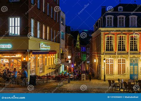 Night View in the Old Town of Aachen, Germany, at Night Editorial Stock Photo - Image of ...