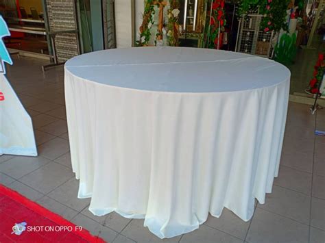 Skirting meja banquet bulat putih cream 5ft [SEWA] – Your DIY Project Rental