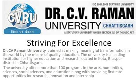 Get Aware of Dr. CV Raman University Reviews which are Genuine Visit at cvru.ac.in # ...