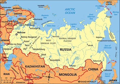 Map of Russia regions: political and state map of Russia