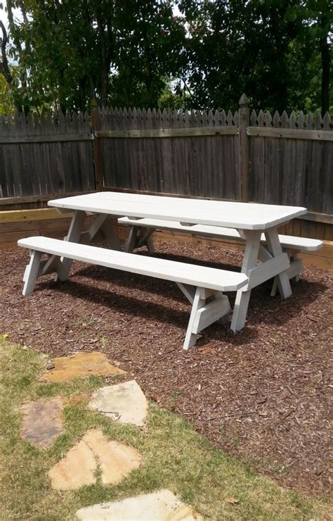 8Ft Picnic Table with Detached Bench Seating and a Distressed | Etsy