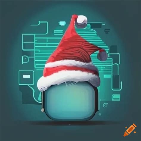 Modern christmas card with computer technology theme on Craiyon