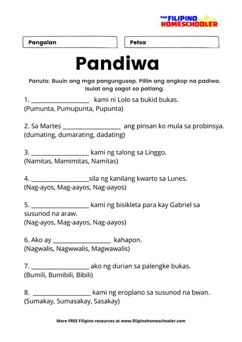 Aspekto ng Pandiwa at Mga Halimbawa — The Filipino Homeschooler