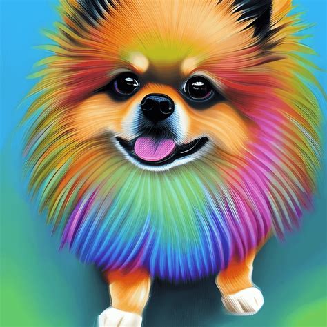 Pomeranian Dog Rainbow Painting · Creative Fabrica
