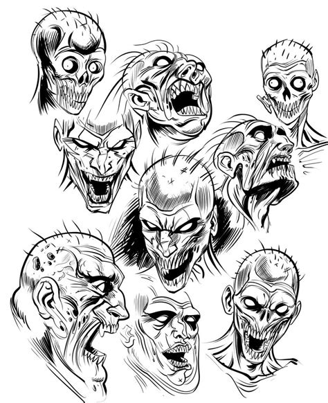 Zombie Head Drawing at GetDrawings | Free download