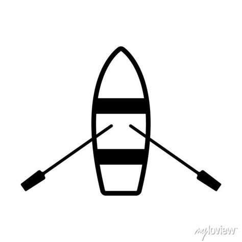 Boat icon. black contour linear silhouette. top view. vector • wall ...