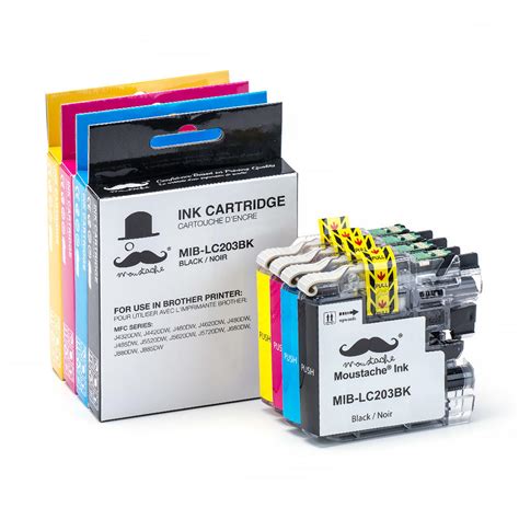 Brother LC203 Compatible Ink Cartridge Combo High Yield BK/C/M/Y - Moustache® at InkJetSuperStore