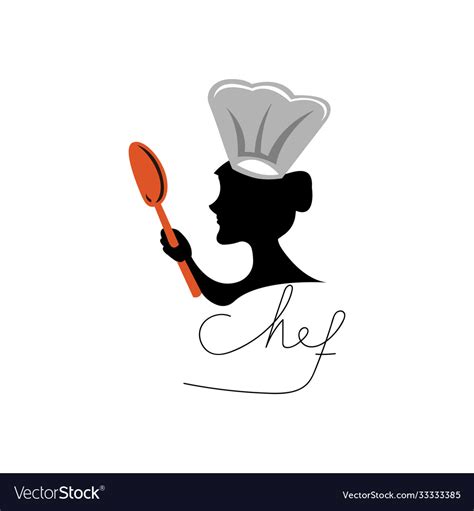 Woman chef logo clipart hat character design Vector Image