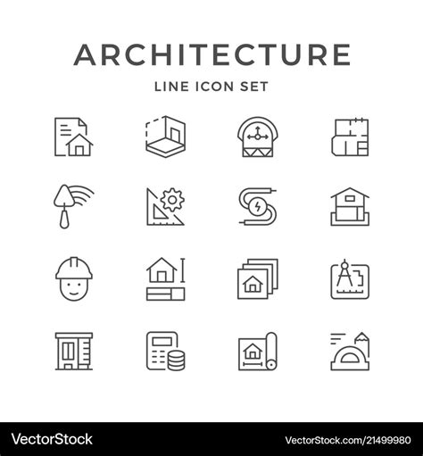 Set line icons of architectural Royalty Free Vector Image