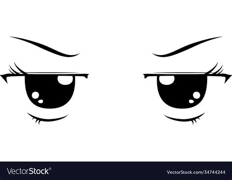 Monochrome cute anime-style eyes with an angry Vector Image