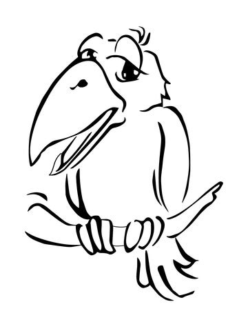 Cute Crow on Branch coloring page | Free Printable Coloring Pages