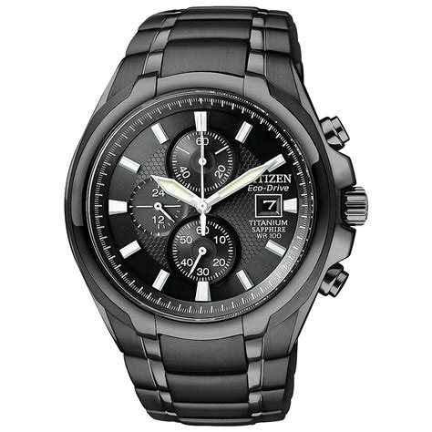 Citizen Men's Chronograph Eco-drive Black Ion-plated Titanium Bracelet Watch 47mm Cc9025-85e in ...