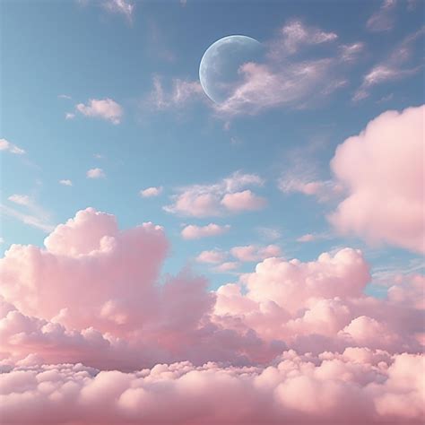 Premium AI Image | aesthetic dreamy background with clouds and moon