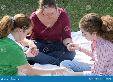 Teen Prayer Circle 1 stock image. Image of grass, children - 256421