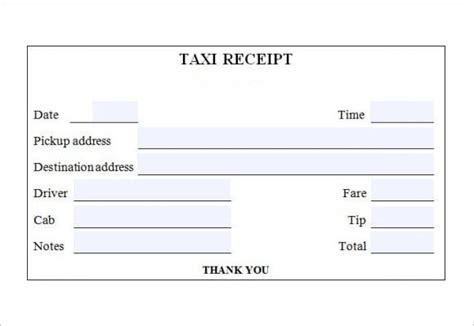 7+ Taxi Receipt Templates - Word Excel Pdf Formats inside Blank Taxi Receipt Template | Receipt ...