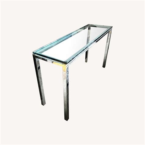 Glass Topped Chrome Sofa or Side Table - AptDeco