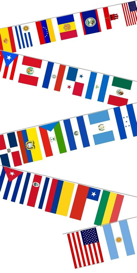 30ft String Flag Set 26 Spanish Speaking Latin 12x18 Bunting Flag ...