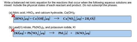 (Solved) - Transcribed image text: Write a balanced net ionic equation for... (1 Answer ...