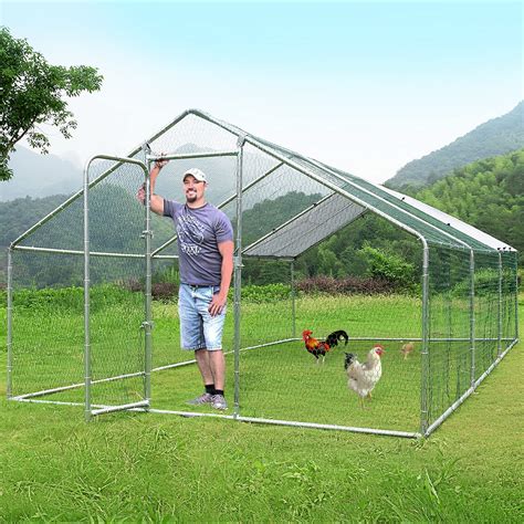 Buy LEMBERI Metal Large Chicken Coop, Spire Shape Walk-in Poultry Chicken Hen cage, Rabbits Duck ...