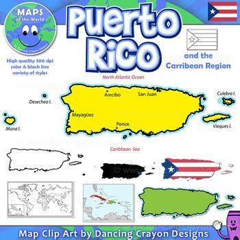 Puerto Rico Map Clip Art by Maps of the World | Teachers Pay Teachers