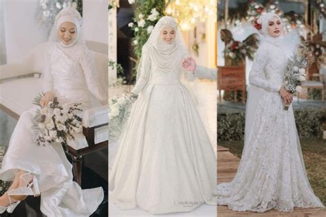 10 Inspirasi Wedding Dress Hijab ala Selebgram, Tema Putih