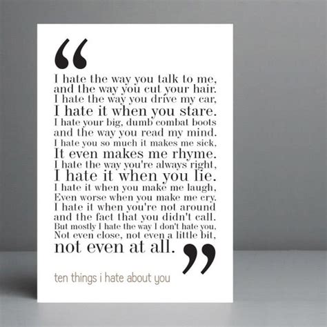 10 Things I Hate About You Movie Quote. Typography Print. 8x10