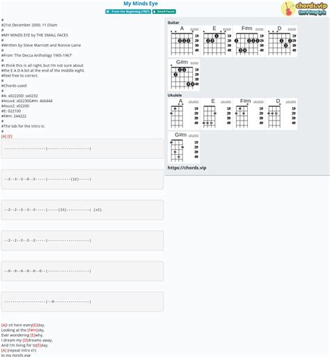 Chord: My Minds Eye - tab, song lyric, sheet, guitar, ukulele | chords.vip