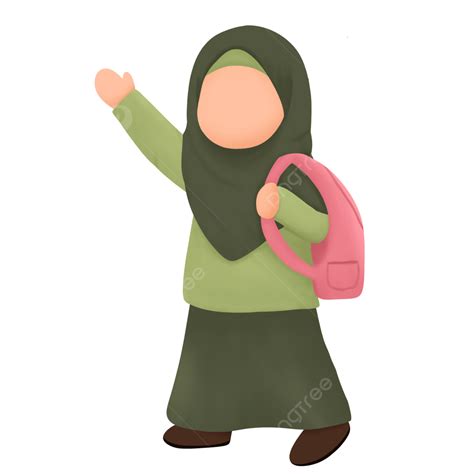 Gadis Kartun Pergi Ke Sekolah, Kembali Ke Sekolah, Gadis Manis, Jilbab PNG Transparan Clipart ...