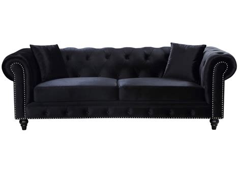 Chesterfield Black Velvet Sofa Best Buy Furniture and Mattress