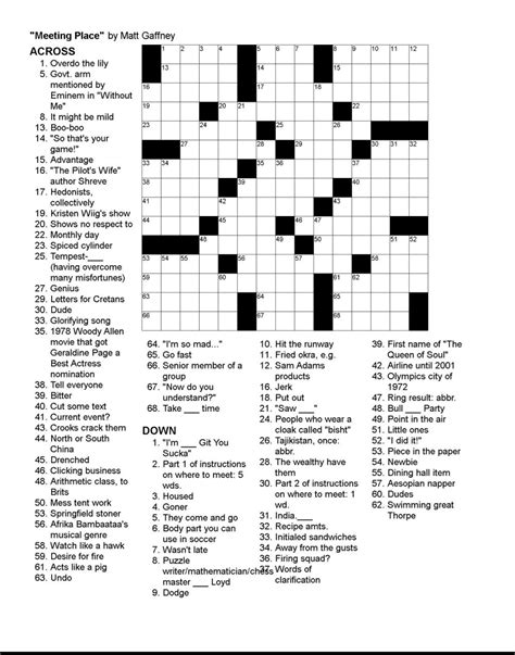 daily crossword printable version printable crossword puzzles - printable daily crossword la ...