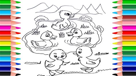 Five Little Ducks Coloring Page - Coloring Walls
