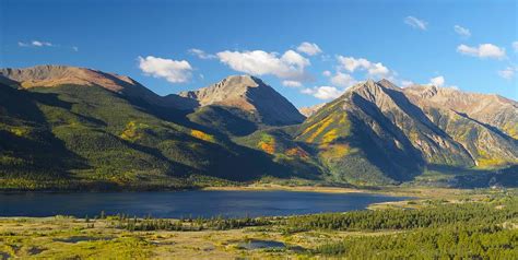 Twin Lakes/twin Peaks Colorado Fall Photograph by Carol Milisen