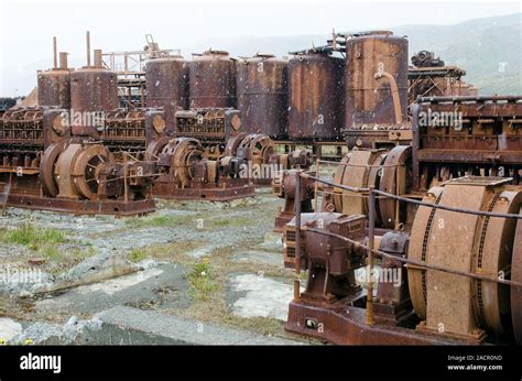 Grytviken whaling station, South Georgia. This is one of several abandoned whaling stations in ...