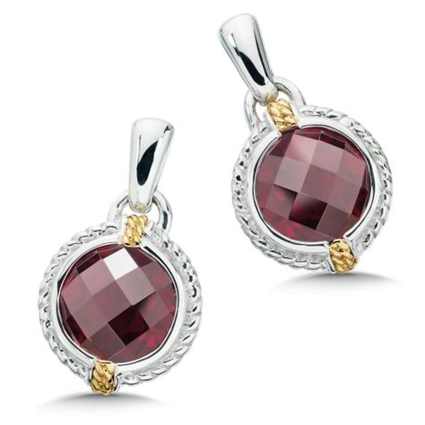 Sterling Silver, 18K Gold and Garnet Earrings - Garnet - Gemstones