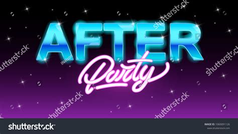 After Party Banner Flyer Neon Style Stock Vector (Royalty Free ...