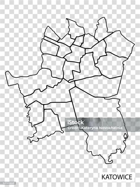 High Quality Map Of Katowice Is A City The Poland With Borders Of The Regions Map Katowice Of ...