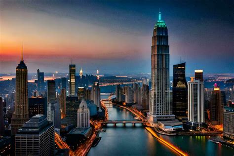 the city skyline at dusk in china. AI-Generated 33942046 Stock Photo at ...