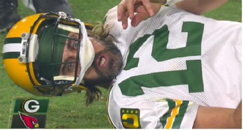 Aaron Rodgers' Face After Taking Big Hit On TD Pass Vs Cardinals ...