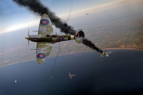 Gary Eason's FLIGHT ARTWORKS | Spitfires in Channel dogfight aviation art prints and canvas prints