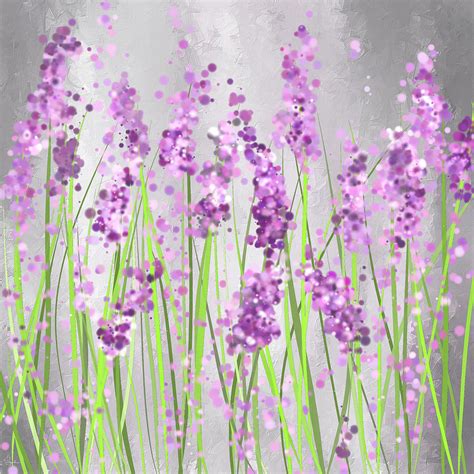 Lavender Blossoms - Lavender Field Painting Painting by Lourry Legarde