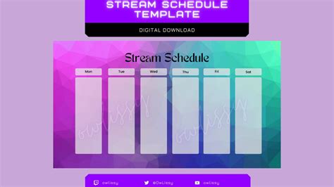 Twitch Stream Schedule Template Gradient - Etsy Canada