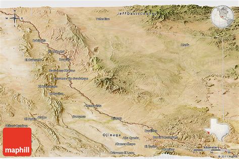 Satellite Panoramic Map of Presidio County