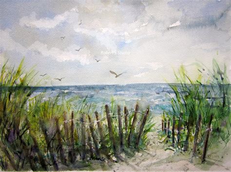 Beachscape Print Of Original Watercolor Landscape Painting