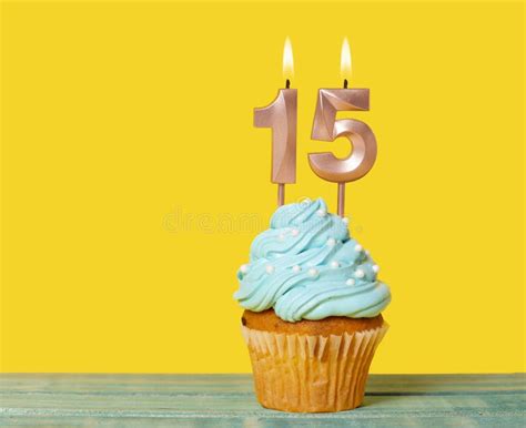 Birthday Cake with Candle Number 15 Stock Image - Image of ...