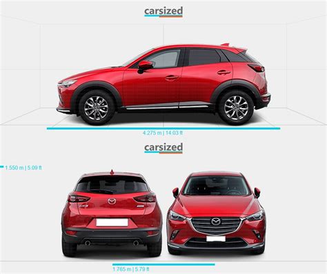 Mazda CX-3 2015-2022 Dimensions Side View