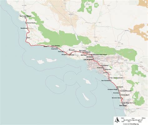 Map Of Route Of Amtrak Pacific Surfliner Train. Pacific Surfliner ...